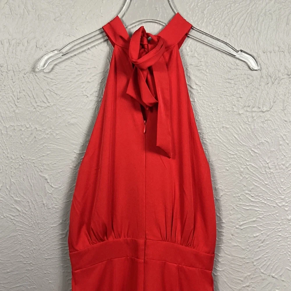 Fashion Nova Red Angelic Halter Wide Leg Pants Jumpsuit Women's Size XS - Picture 9 of 13